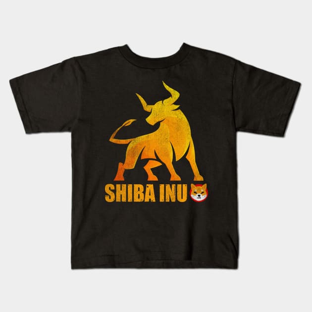 Vintage Bull Market Shiba Inu Coin Crypto Shib Army Hodl Hodler Men Kids Cryptocurrency Lovers Kids T-Shirt by Thingking About